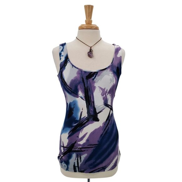 Eclipse Tops - Eclipse Womens Sleeveless Tank Top Size M Purple Blue Scoop Neck Stretch Yoga